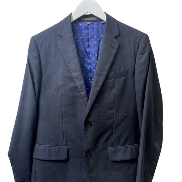 INDOCHINE Mens Blazer Navy Blue Sz 36 Approx. Wool Silk Blend All Season Bespoke - Picture 2 of 12